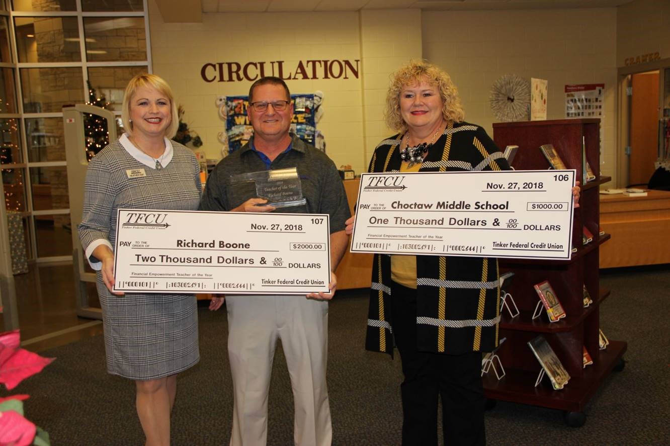 Richard Boone named Teacher of the Year by Tinker Federal Credit Union